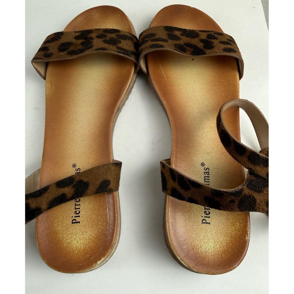 Pierre Dumas Leopard Print Faux Leather Ankle Strap Womens Boho Sandals Size 8 - Picture 11 of 12